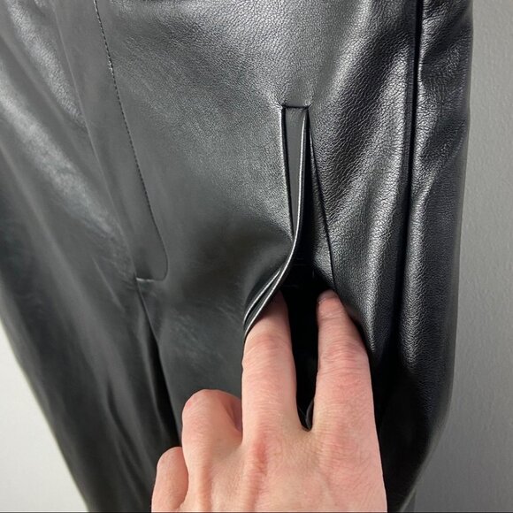 Lulus Vegan Leather Black Trouser Size XS High Rise Zipper Ankle Faux Stride NEW - Picture 6 of 15